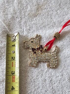 2024 Monet Gold Tone Crystal Rhinestone Westie Scottie Dog Bag Charm Ornament
